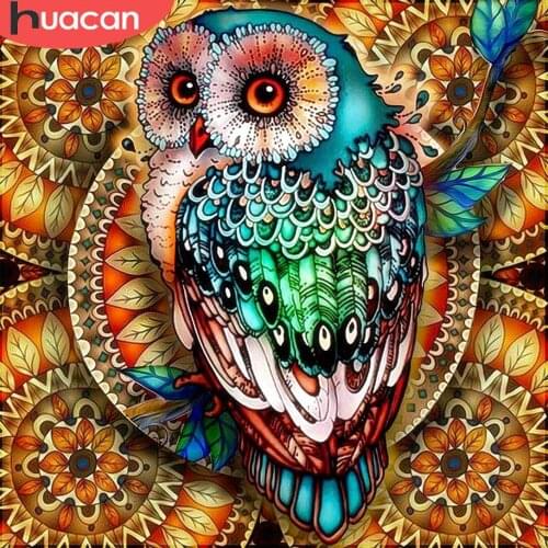 HUACAN Diamond Painting Full Square/Round Owl 5D DIY Diamond Embroidery Mosaic Picture Of Rhinestone Animal Christmas Decoration