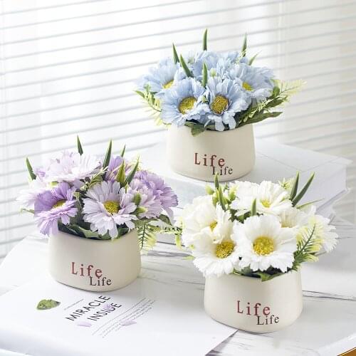 Ceramic Balcony Decor Warm Desktop Decoration Korea Style Home Decoration Artificial Flower Plant Accessories Indoor Flower Pot