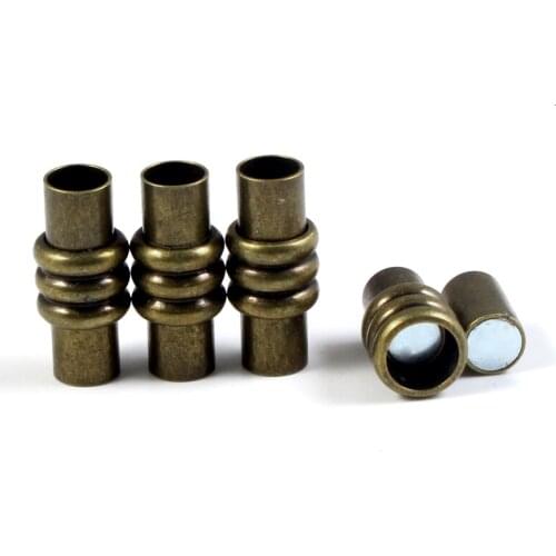 10pcs Threaded Round Tube Magnetic Clasps Hole Size 6mm Jewelry Findings Making End Caps Connector Necklace Bracelets Making DIY