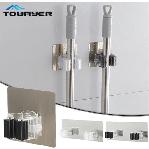 Kitchen bathroom Strong Hooks Adhesive Multi-Purpose Hooks Wall Mounted Mop Organizer Holder RackBrush Broom Hanger Hook