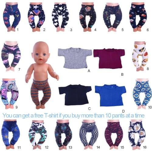 Doll Pants Soft Underwear Fit 18 Inch Girl/Boy American &43cm Baby Reborn Doll Clothes Accessories,Girls Toys DIY Free T-shirt