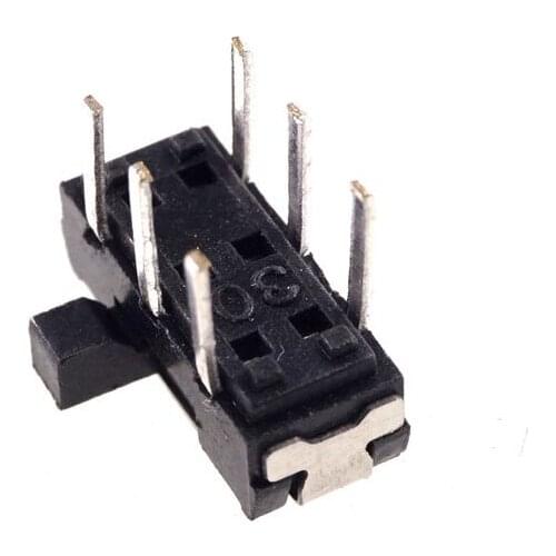 10 pcs Miniature Slide Switch 6 Pin 2P2T DPDT ON-ON Right Angle Through Hole DIP Solder PCB 2.00mm Knob Height