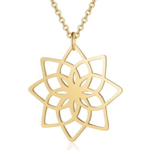Fnixtar Fashion Jewelry AAAAA Quality Stainless Steel Lotus Flower Pendant Charm Necklace for Women Never Tarnish Necklace