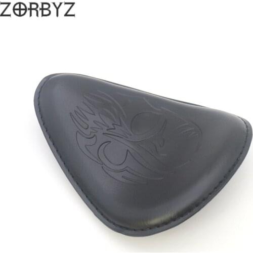 ZORBYZ Motorcycle Black Skull Artificial Leather Solo Drive Seat For Suzuki Honda Harley Kawasaki Bobber Chopper Custom