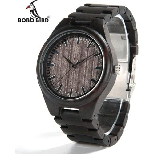 BOBO BIRD Mens Wood Wrist Watch Classic Folding Clasp Japan 2035 Movement Quartz Watch montre homme