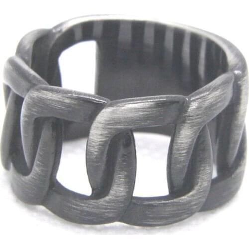Hollow Out Mat Chain Ring For Man 316L Stainless Steel Punk Biker Style Jewellery Size 7-13