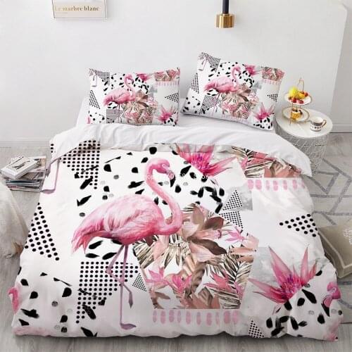3D Flamingo Duvet Cover Set Simple Bedding Sets Pink Comforter Bed Linen Pillowcase King Queen Full Double Size Dropshipping
