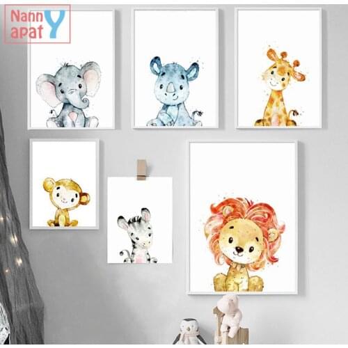 Wall Art Animals Canvas Paintings Cartoon Lion Giraffe Zebra Nordic Posters Pictures Prints Modular For Kids Room Home Decor