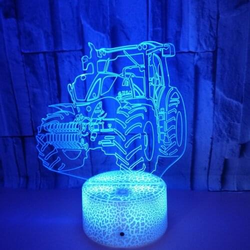 New Tractor 3d Colorful Led Night Light Childrens Day Gift Bedside Night Lamp Touch Creative Table Lamp