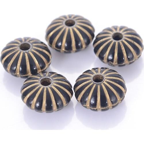 Wholesale 8x14mm Acrylic Stripe Flat Round Disc Shape Plastic Antique Design Beads For Jewelry Making Accessories