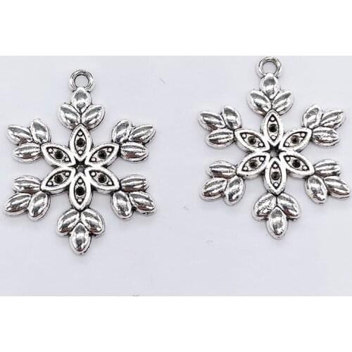 10pcs/Lot 27x22mm Snow Snowflake Charms Tibetan Silver Color Pendant Fit For Jewelry Making Handmade Accessories Crafts