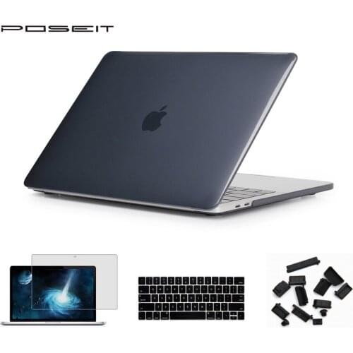 Crystal Hard Case Cover+Keyboard Cover+Screen Film+Dust Plugs For Macbook Air 11 13 Pro Retina 12 13 15 Touch Bar 13 15