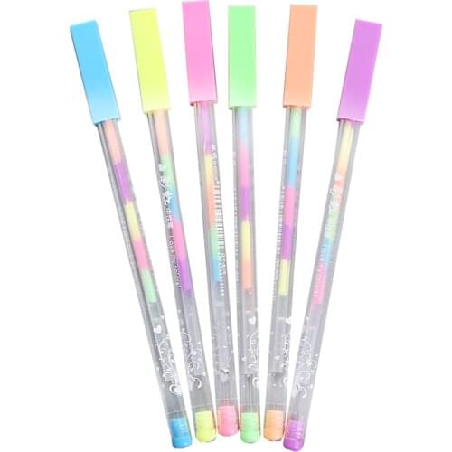 6 in 1 Multi-color Highlighter Pen Rainbow Water Pastel Pens Art Student Stationery Kids DIY Album Diary School Prize Wholesale