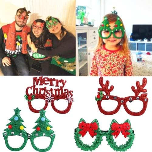 Merry Christmas Tree Reindeer Glasses Xmas Party Photo Booth Decor Christmas Glasses Navidad Noel Props Xmas 2021 Party Gift