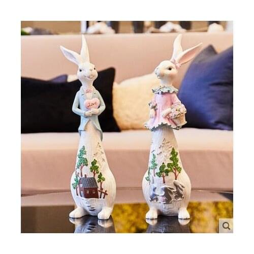 GARDEN RESIN CARROT RABBIT STATUE HOME DECOR CRAFTS ROOM DECORATION OBJECTS RESIN ANIMAL FIGURINE RABBIT WEDDING GIFT DECORATION