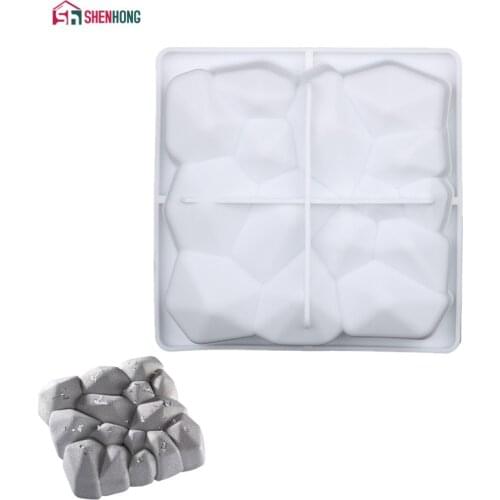 SHENHONG 3D Square Stone Cake Mold For Baking Volcanic Rock Dessert Mousse Silicone Decorating Mould Silikonowe Moule Pastry Pan