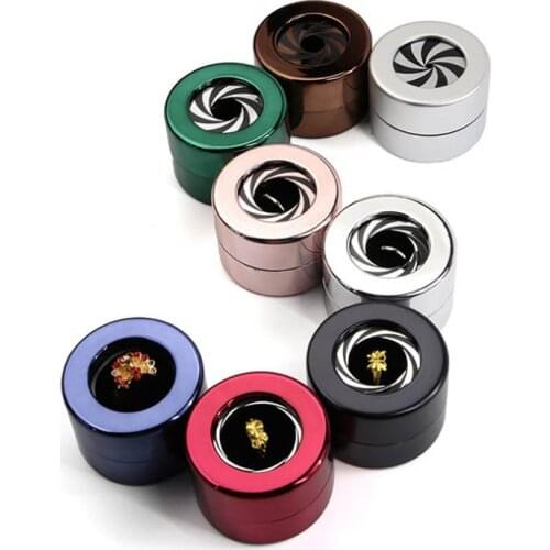 Surprise Swirl Luxury Wedding Ring Box Bridal Propose Ring Boxes Personalized Valentines Engagement Revolving Open Box Container