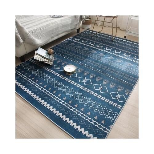 Modern Blue Striped Classic Art Carpet Non-Slip Soft Bedroom Living Room Sofa Rectangular Floor Mat
