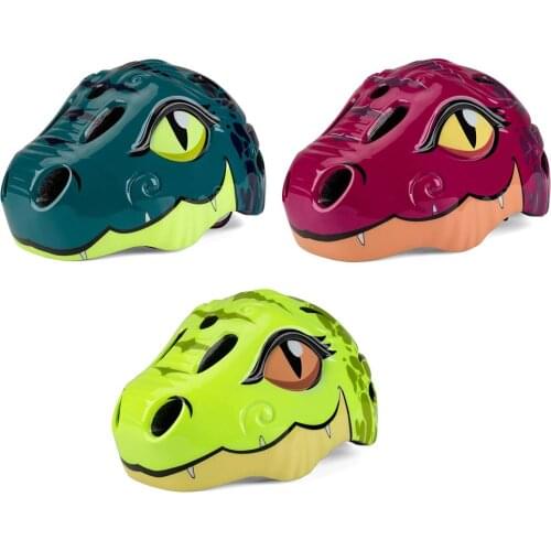 Sport Safety Skating Bicycle Helmet Children Scooter Dinosaur Fully Molded Scooters / Skating On Helmets With LED For Boys Girls
