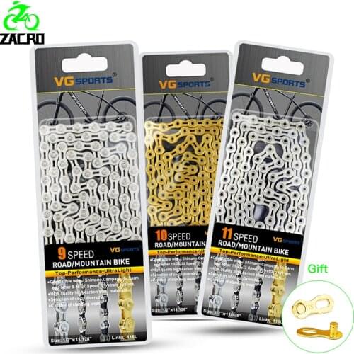 Ultralight 116L 8 9 10 11 Speed Bicycle Chain Silver Gold Half Hollow Bike Chain Mountain Road Bike MTB Chains Bicycle Part