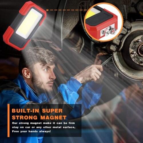 Droshippping LED Work Light LED Magnetic Base & Clip Battery COB Flashlight Bright Handled Work Lamp For Car Repair