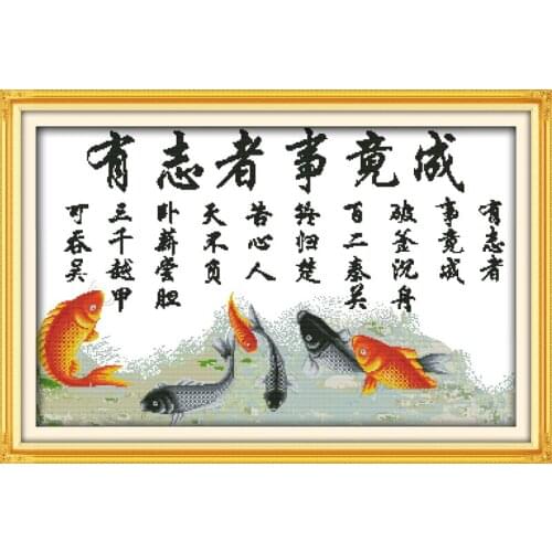 Where theres a will, theres a way. cross stitch kit 14ct 11ct print canvas stitching embroidery DIY handmade needlework