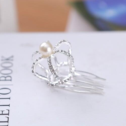 Mini Round Small Tiaras Trendy Zinc Alloy Silver Plated Children Girls Hair Accessories Crystal Rhinestone Comb Crown Tiara