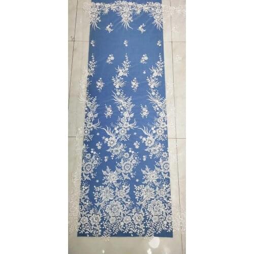 Beaded high lace bridal dress lace embroidery lace with flowers bridal lace fabrics 10 yards/Lot