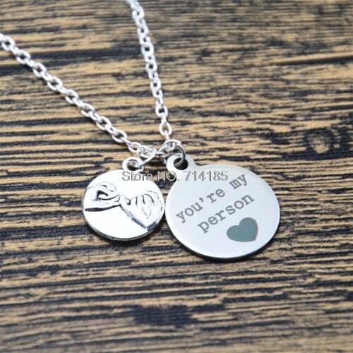 12pcs/lot Pinky, Promise You're my person Greys Anatomy Necklace Greys Anatomy Promis Friendship