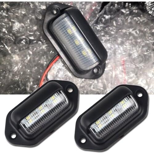 2 Pcs Waterproof 6LEDs Number Plate flipper Light License Plate Light Lamp Car Boat RV Truck Tail Light Trailer Step Lamp White