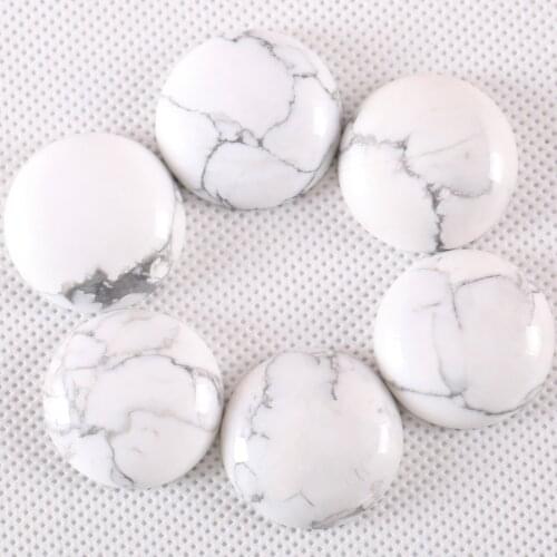 2Pcs/Lot 25MM Round Natural Stone Bead White Howlite CAB Cabochon For Jewelry Making DIY Bracelet Necklace Pendant K1080