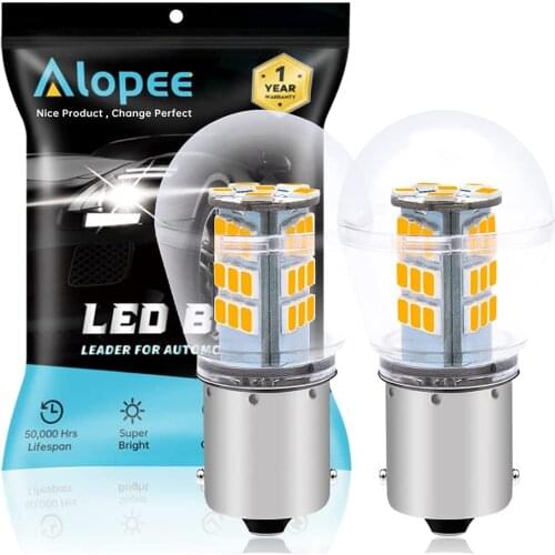 2-Pack 1156 BA15S 1141 1003 7506 1073 Amber / Yellow LED Light 9-30V-DC 2835 33SMD Bulbs For Car Turn Signal Lights Blinker