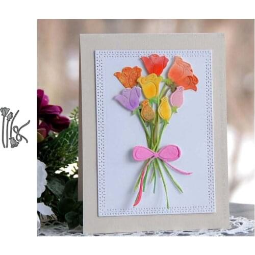 2020 Tulip Flowers Metal Cutting Dies DIY Scrapbooking Paper Photo Album Crafts Knife Mould Cards Blade Punch Stencils for Decor