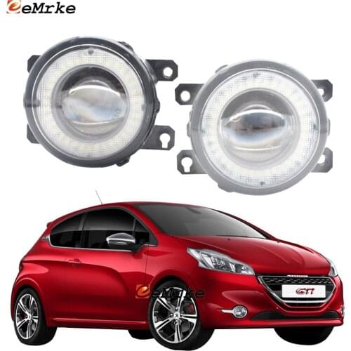 2x Car Lens LED Fog Lights Angel Eye DRL Daytime Running Light Lamp for Peugeot 208 CA CC 2012 2013 2014 2015