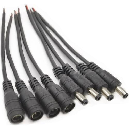 5.5mm x 2.1mm DC Jack Connectors Power Extension Cable 22AWG Female Male DC Plug Adapter For CCTV Camera 5050 3528 LED Strip