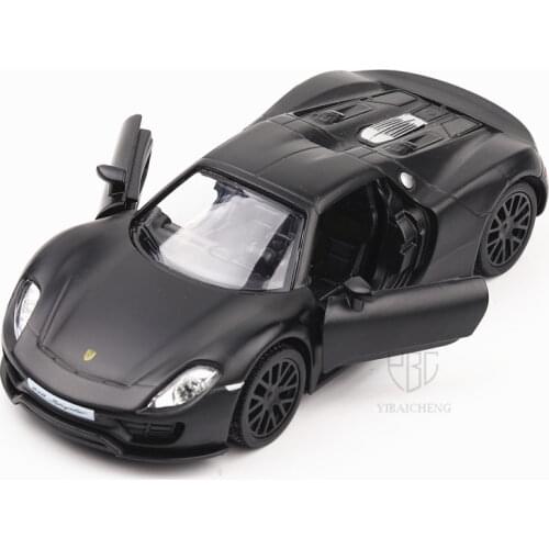 5 Inch High Simulation Toy Vehicles Diecaste Metal Alloy Car for Porsche 918 Spyder Model Toy Vehicles Matte Black for Kids Gift