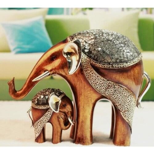 ABSTRACT MOM AND BABY ELEPHANT STATUE VINTAGE RESIN ELEPHANT SCULPTURE DECOR GLASS CRAFT MOTHERS DAY GIFT ORNAMENT FURNISHING