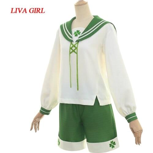 Anime Game Travel Frog Personification Lovely Dress Cosplay Costume Daily Clothing Suit top+shorts For Women Cosplay Costume