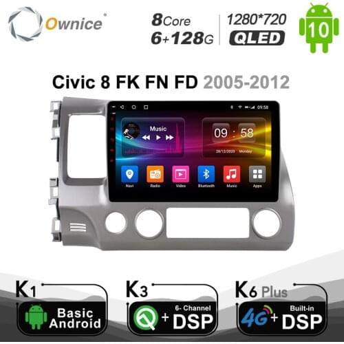 Carplay 10.1" PX6 8Core Android 10.0 Car DVD Player For Honda Civic 8 2004-2009 Autoradio Navigation GPS 4G LTE BT RDS Radio