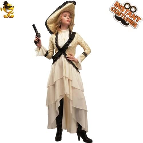 Womens Noble Pirate Costumes for Halloween Cosplay Party Fancy Dress Up Purim Buccaneer Role Play Sets for Adult Female