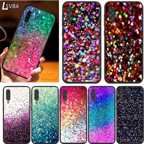 Glitter Sand Stone for Samsung Galaxy A90 A80 A70 A60 A50 A40 A30 A20 A10 M60S M40 M31 M30 M21 M20 M10 Black Phone Case