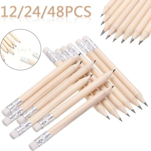 12/24/48Pcs * Pencils Half Size Wooden Pencils School Office Painting Art Write Tool for Writing Supplies