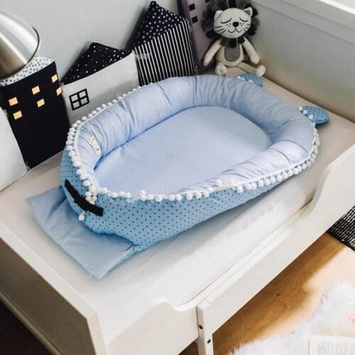 Baby Nest Cartoon Printing Bionic Bed Folding Detachable Washable Satin Portable Baby Bed Multifunctional Travel Crib