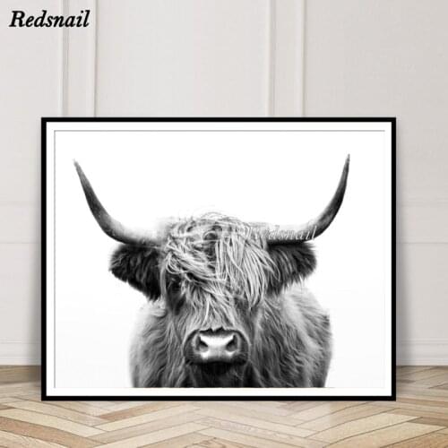 DIY Diamond painting Black And White Highland Cow 5D Square/Round Drill mosaic Diamonds Embroidery Nursery Girl Wall Art EE915