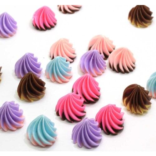 Two Tone Resin Meringue Cabochons Sweet Chocolate Sugar Flatback Resin Cabochon Candy Swirl Slime Charms Jewelry Making Findings