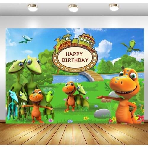 Dinosaur Train Backdrop Baby Shower Kids Happy Birthday Party Photography Background Photo Studio Photocall Props Decor Banner