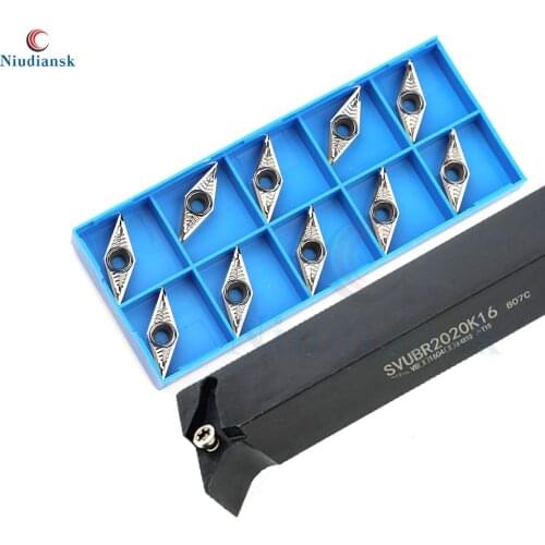 10pcs VBMT1604 Carbide Inserts 1pc SVUBR1616H16 External Turning Tool Holder SVUBR2020K16 SVUBR2525M16 SVUBL CNC Lathe Tools Set