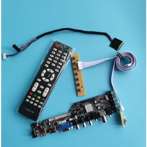 Kit For BT140GW01 1366x768 Driver Panel LED USB VGA AV Controller Board HDMI Display TV Remote DVB-T Monitor