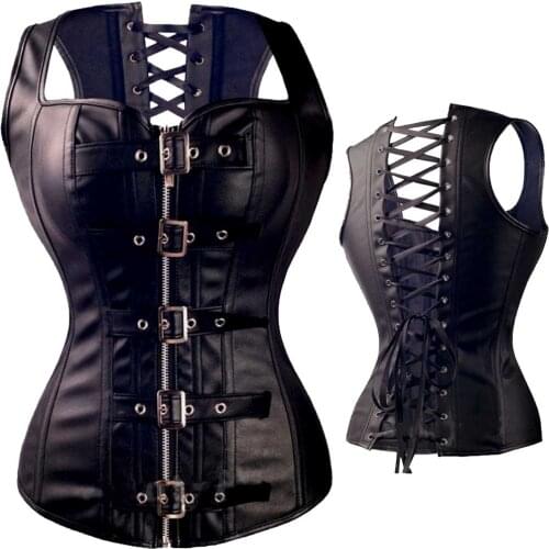 Waist trainer corsets Leather steampunk Cool firm Tops corselet gothic clothing sexy lingerie slimming Shapers bustiers Big size