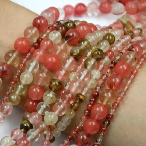 4 6 8 10mm Crystal Watermelon Skin Stone Beads DIY jewelry making Round Natural Beads For Womens Necklace/Bracelet